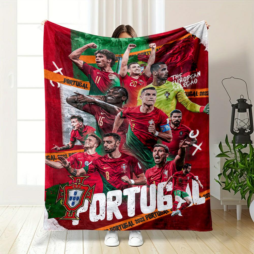 Portugal National Football Team Themed Warm Blanket Flannel Blanket for Bedroom, Living Room, Sofa, and Nap