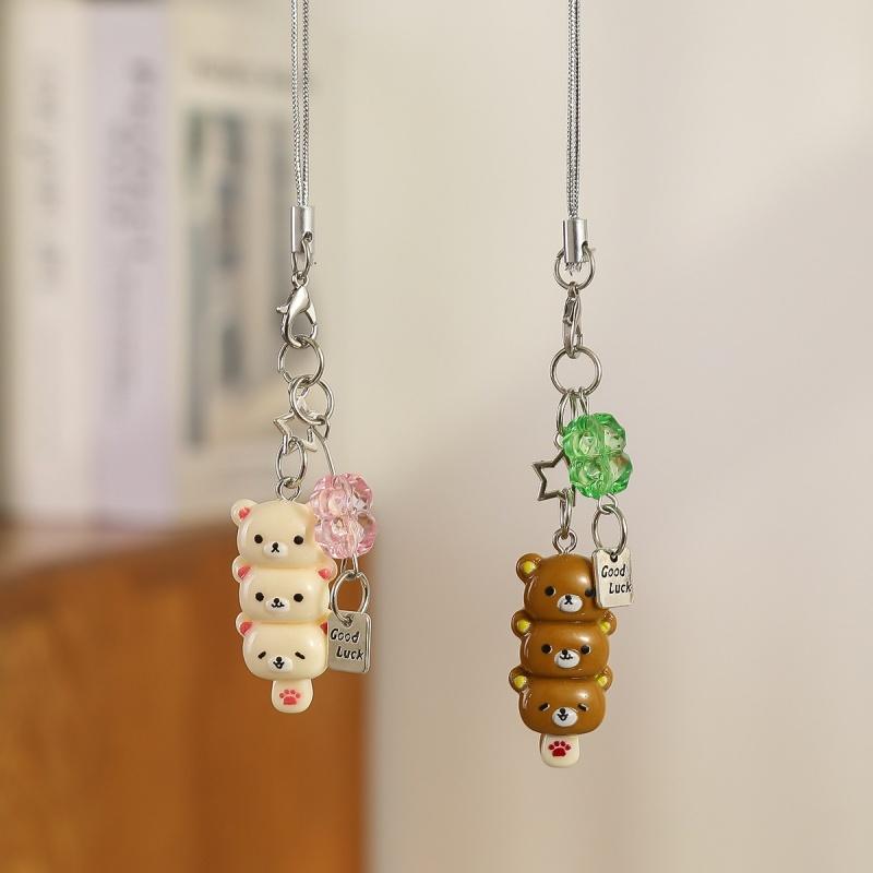 Cute Bear Phone Charms Pendant Kawaii Anime Keychain Accessories For Keys Schoolbag Bestie Accessory Pendant