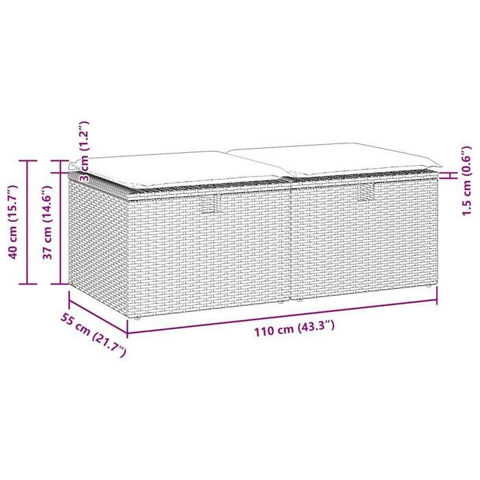 VidaXL Garden Lounge Set with Cushions 2 Pcs Beige Wicker Acacia 3328672