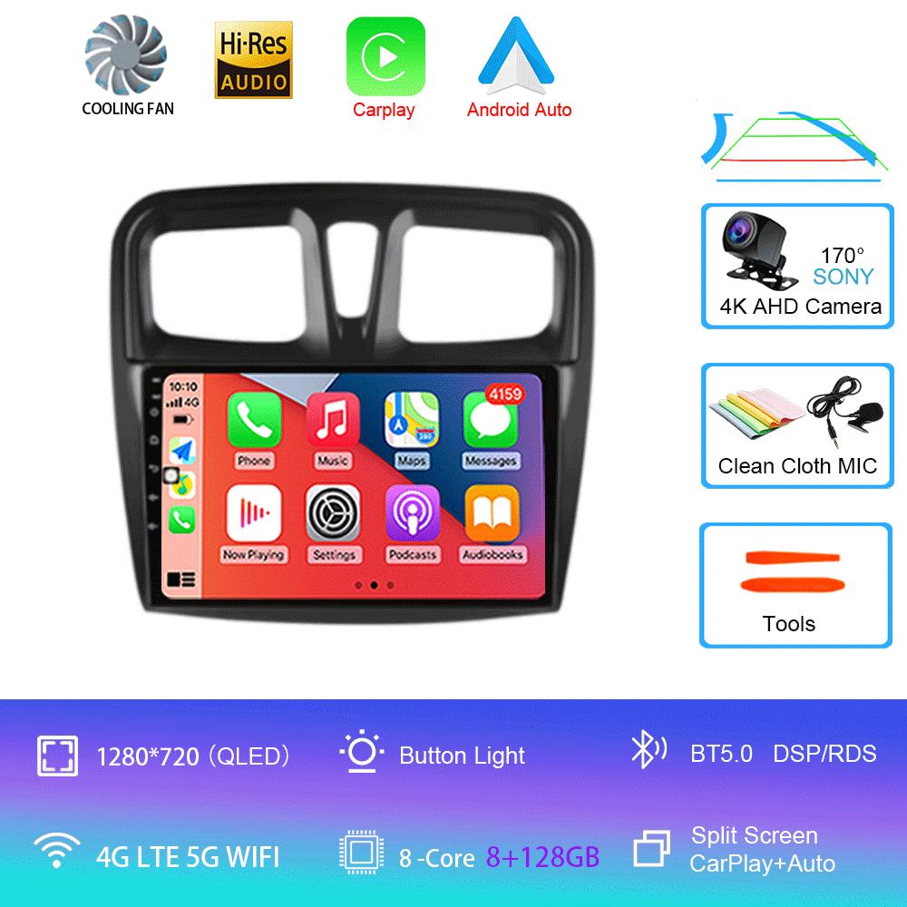 For Renault Logan 2 Sandero 2 2012-2019 Car Radio Android 14 Carplay Auto 2K Screen Multimedia Player Autoradio Stereo Head Unit