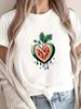 Watermelon Heart Illustration Print Tshirt Short Sleeve Crew Neck Casual Top Summer Short Sleeved Harajuku Streetwear Tops Tees