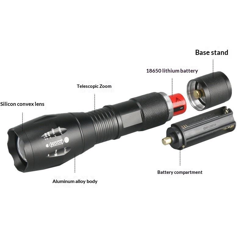 High Power Led Flashlight Zoomable Aluminum Camping Torch Waterproof Uses Batteries Outdoor Activities