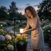 Solar-powered Outdoor Flower Pot Floor Lamp,  Solar Decorative Lamp, Warm   Light For Garden Terraces And Porches.