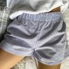 Women Summer Shorts Striped Print High Elastic Waist Retro Loose Above Knee Length Casual Sport Homewear Short Pants