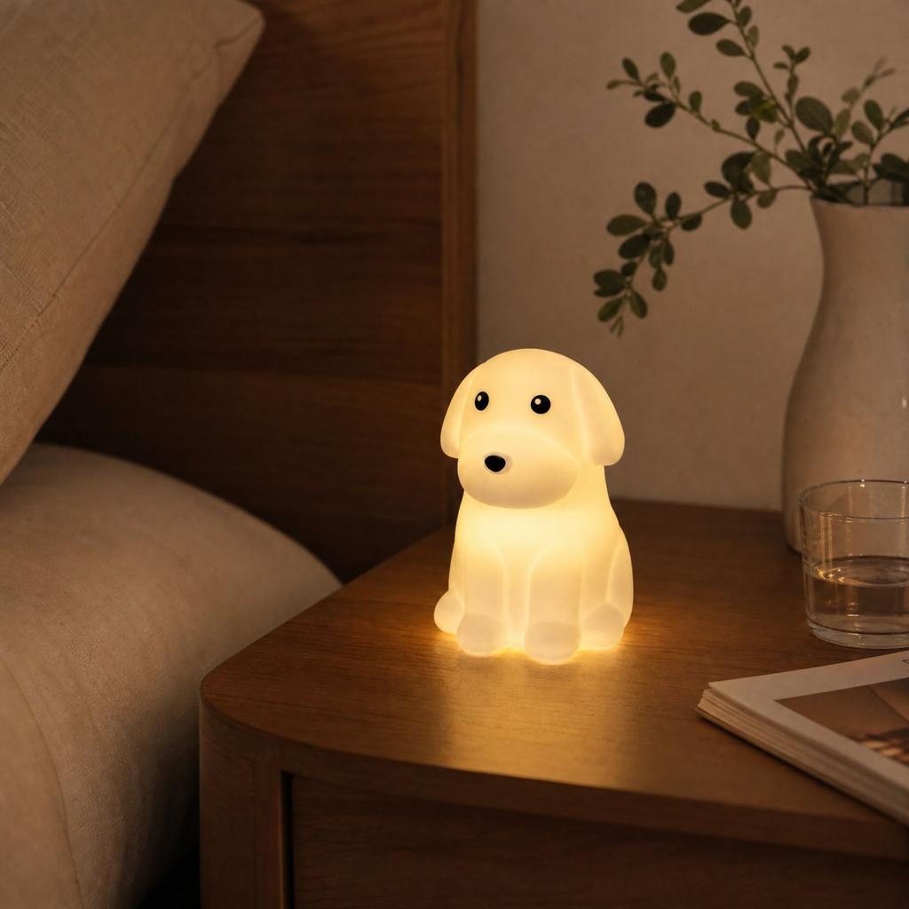 Puppy Shaped Night Light with Tap for Kids Bedroom, Nursery and Home Decor