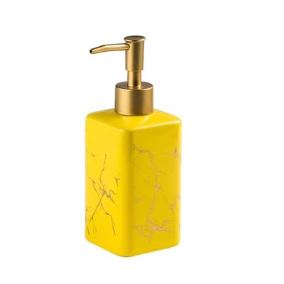 Dispensador de Sabonete Cerâmico 320ml para Lavatório - Amarelo | Design Elegante para Cozinha e Banheiro