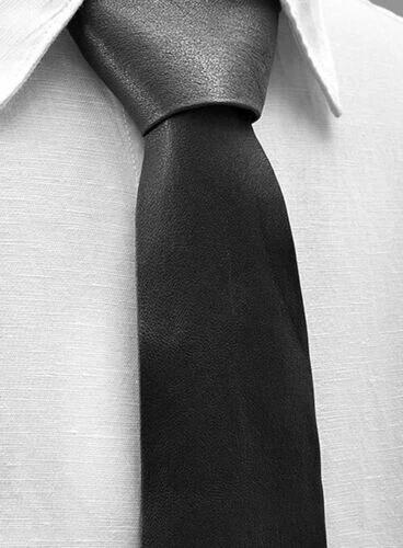Tie Handmade Stylish Formal Black Men's Necktie Genuine Soft Lambskin Leather