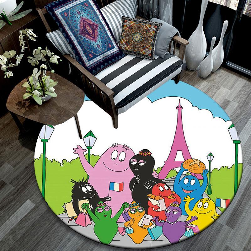 Barbapapa3,Round Area Rug,Carpet Rug for Living Room Bedroom Sofa Playroom Decor,Non-slip Floor Mat
