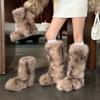 2025 New European and American Fox Hair Y2k Snow Boots Gal Series Medium Boots Spice Girl Thick-soled Fluffy Boots