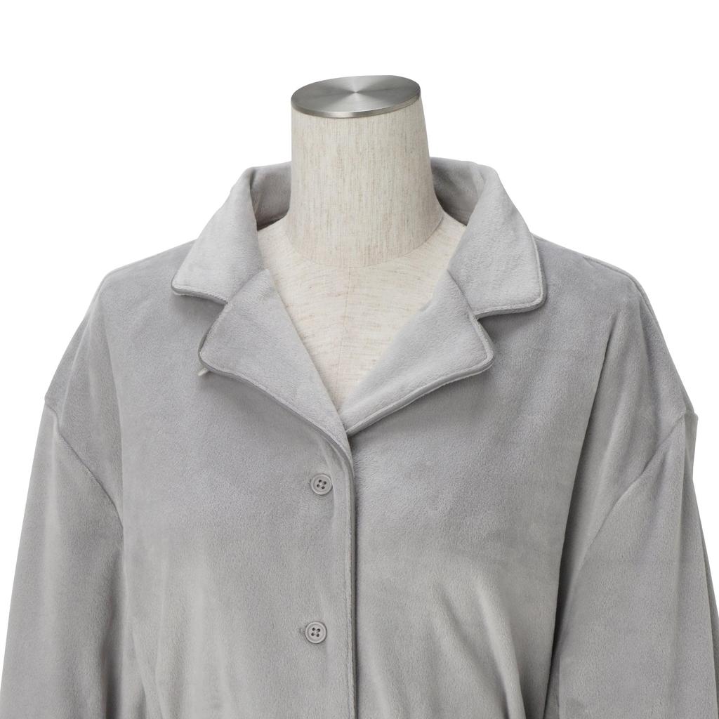 Francfranc Hyaluronic Stretch Velvet 2025 Model Acid-Treated Pajamas, Gray, Moisturizing, Stretchy,