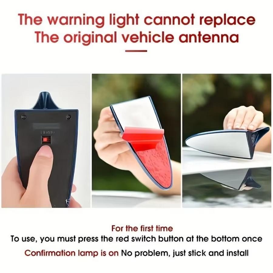 Solar LED Car Caution Emergency Warning Light Flashing Car Shark Fin Lamp Anti Rear End Collision Warning Safety Auto Tail Lamp