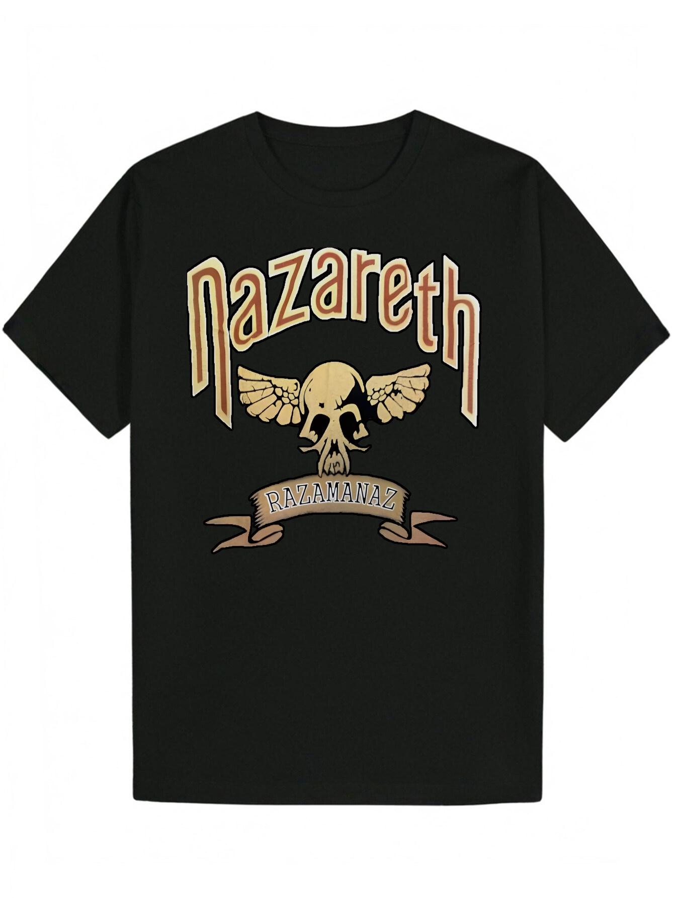 Crew Neck T-shirt - Nazareth Razorback Skull Graphic Tee XXXXL