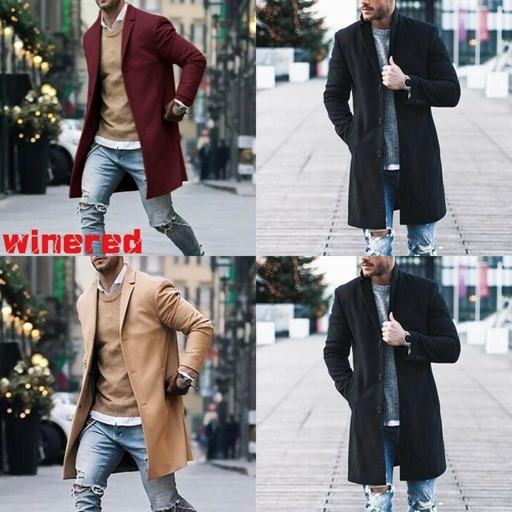 Eleganter Herren-Reversmantel Trenchcoat Mit Klassischem Revers mit Kerbe Und Knopfleiste