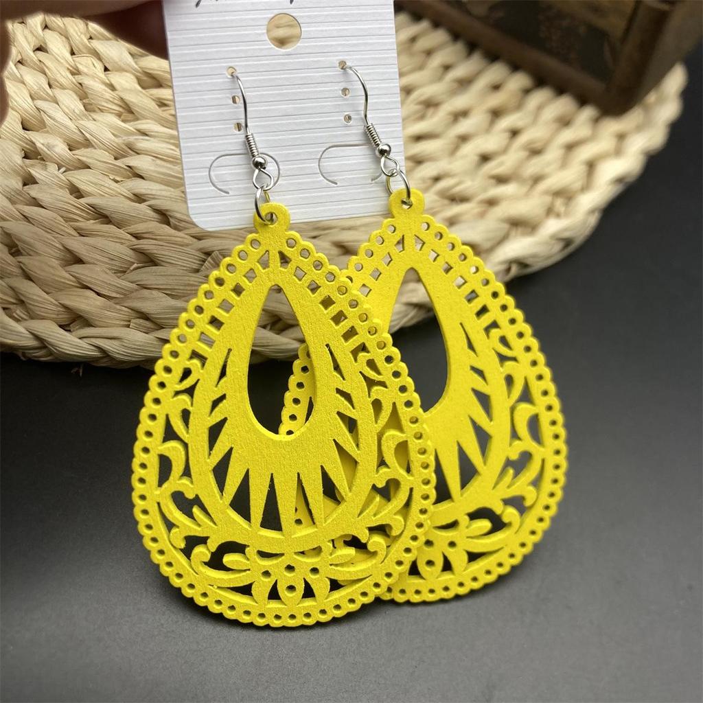 Bohemian Beach Wooden Long Earrings