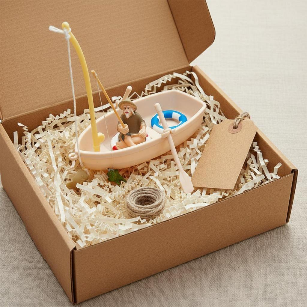 Miniature Floating Boat Mini Fishing Model for Desktop, DIY Enthusiasts