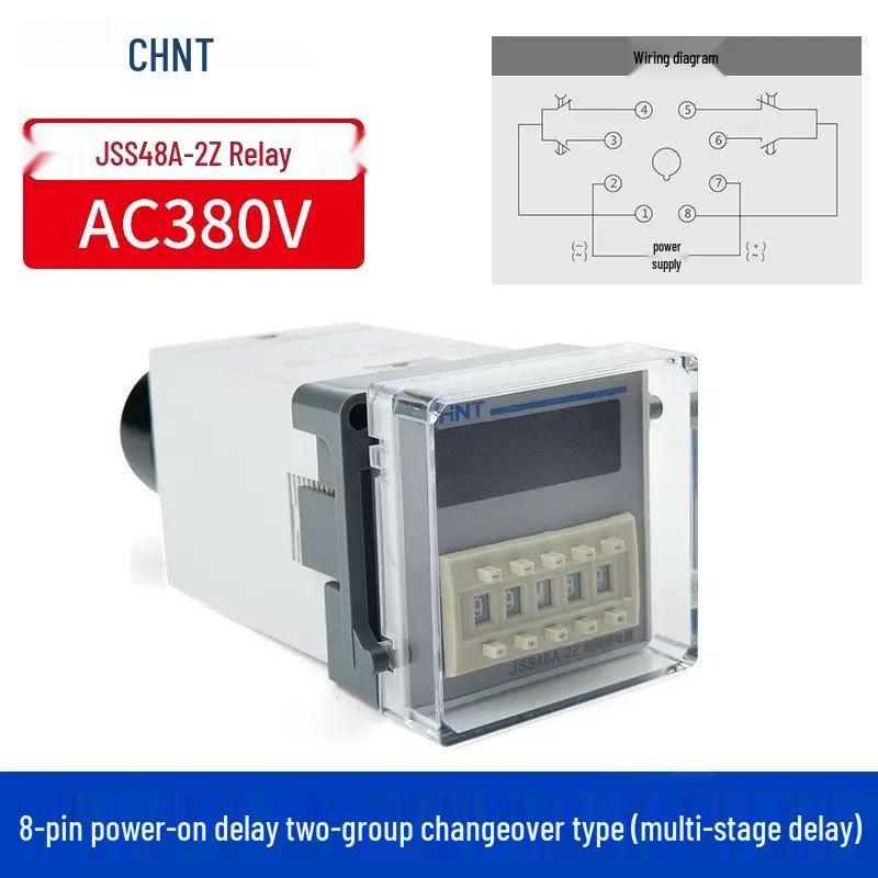 JSS48A-S/2Z Digital Cyclic Time Relay with Display, Energization Delay, AC/DC 24V-48V/220V/380V