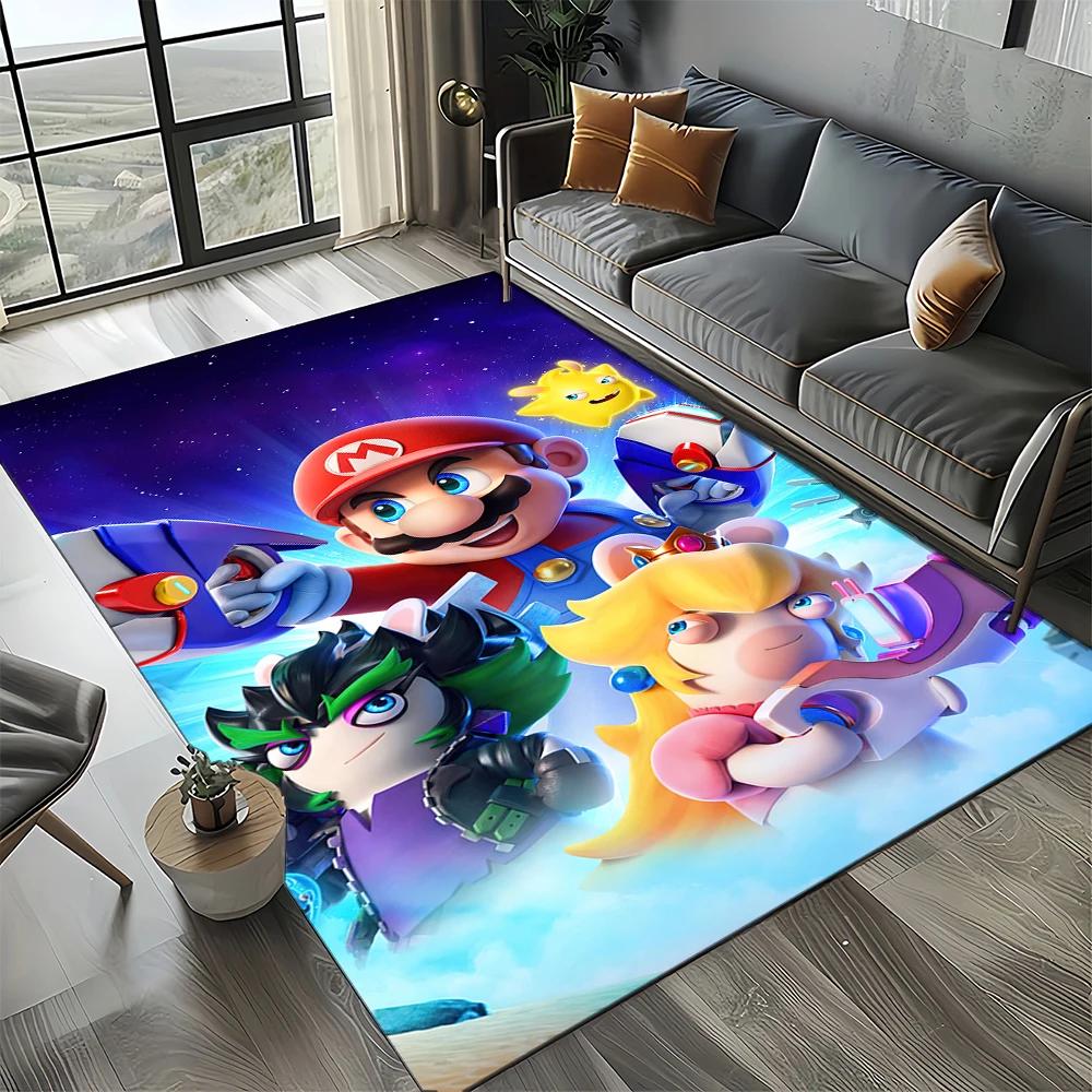Retro Mario Cartoon Area Rug,Carpet Rug for Home Living Room Bedroom Sofa Doormat Decor,Kids Play Floor Mat