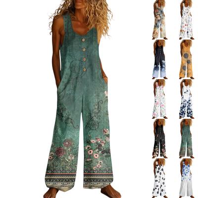 Casual Sleeveless Loose-fitting Jumpsuit With Pockets And Adjustable Straps For Women (long Length).