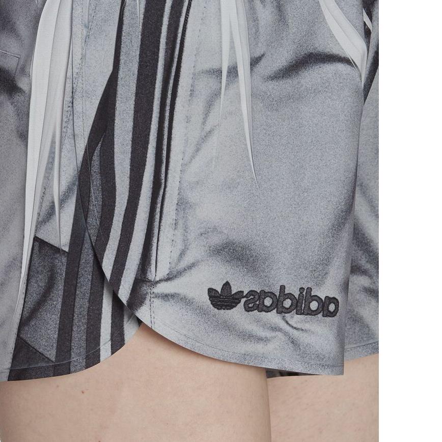 adidas Originals Pantaloncini Sportivi Casual a Righe con Logo Ricamato Vita Elasticizzata Donna Grigio HB9423