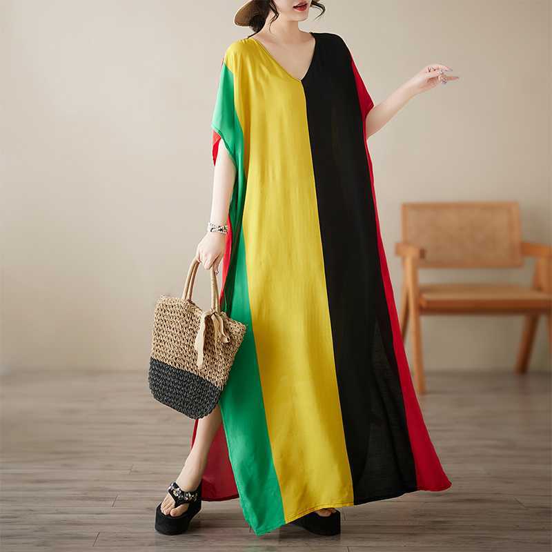 Women's Casual Retro Cotton and Linen Beach Dress