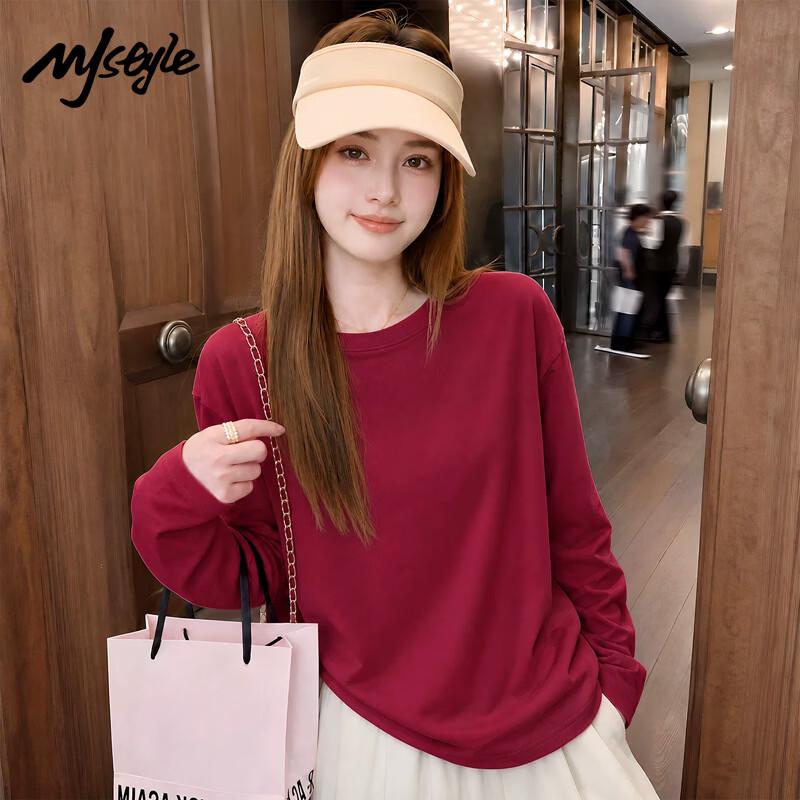 MJ STYLE Women's Cotton Crew Neck Long Sleeve T-Shirt