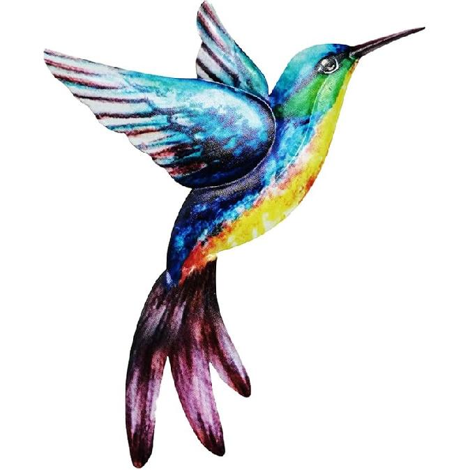 

FGYZYP 4 шт. Металлический декор для стен в виде колибри, Подвесные птицы, Уличное украшение, Железная скульптура для спальни, гостиной, сада, двора, патио, крыльца синий