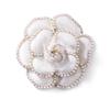 Retro Camellia Pearl Brooch & Scarf Buckle with Rhinestones - Elegant Large Pin Jewelry for Women