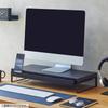 LIHIT LAB Computer Stand, Monitor Stand, Desk Stand, 590mm Wide, with Drawer, Matte Black, A7338-124