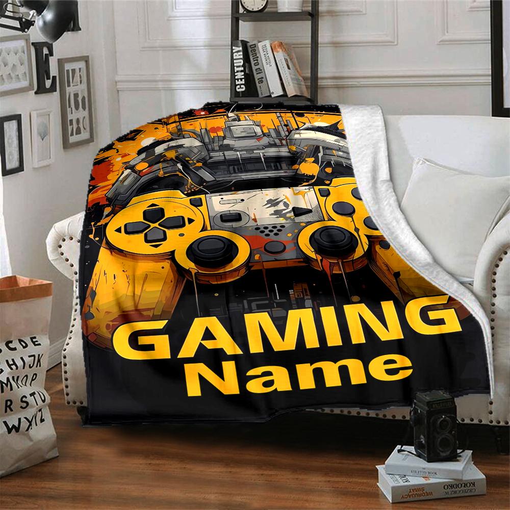 Custom Name Game Controller Theme Printed Blanket - Perfect for Couch, Bed, Travel & Outdoor Use | Machine Washable, Cozy & Durable.