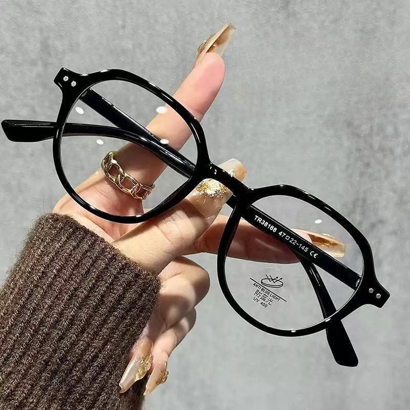 Damen INS-Stil Blaulichtblockierende Einfache Brille Hochwertiges Polygonales Gestell Nicht-Sehstärke Brille Klassische Herrenbrille