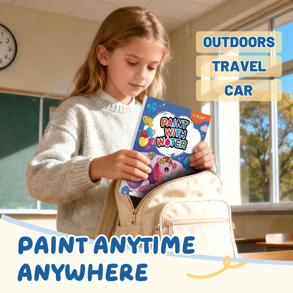 YPLUS Watercolor Painting Book for Toddlers Reusable Watercolor Paper Includes Brush Painting and Craft Gift Unicorn (Ages 3+) - - - -