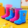 Pull Back Children's Rain Shoes Cartoon Baby Non-slip Waterproof Shoes Wear Cute Boys and Girls Warm Rain Boots Bundle Mouth Water Boots