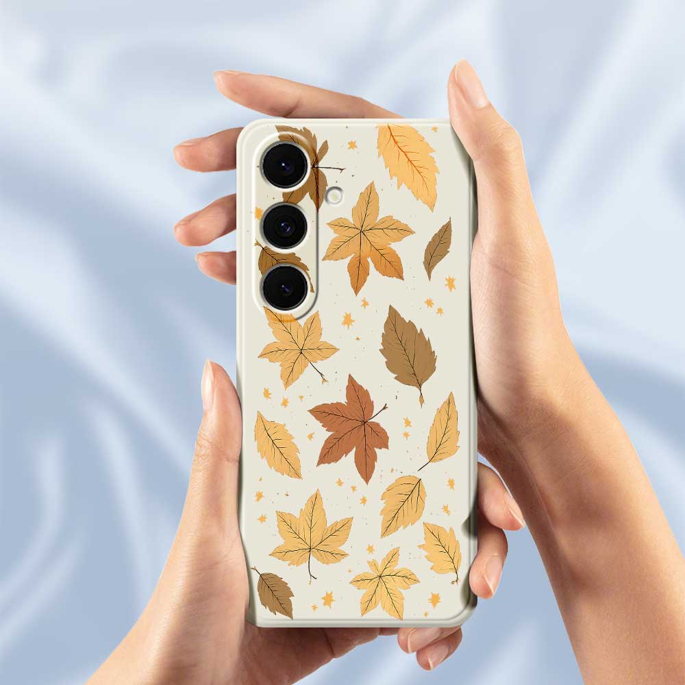 For Samsung Galaxy S24 FE Case Maple Leaves Pattern Printing Straight Edge TPU Phone Back Cover