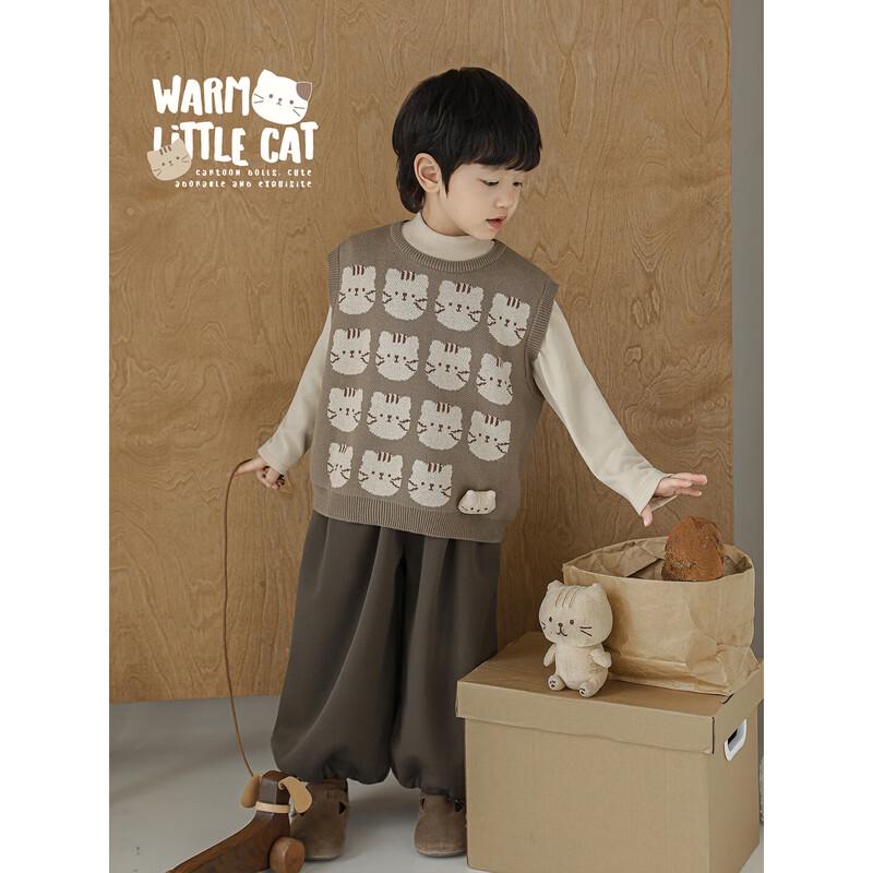 YouYou Boys' Winter Cat Jacquard Sweater Vest
