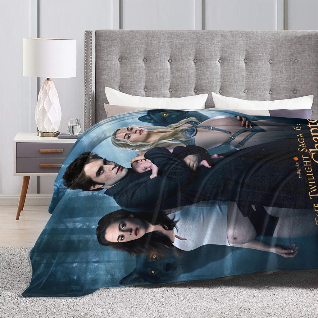 Twilight Saga Edward Bella Warm Soft Blanket Travel Plush Throw Blanket Print Couch Chair Flannel Bedspread Sofa Bed Cover