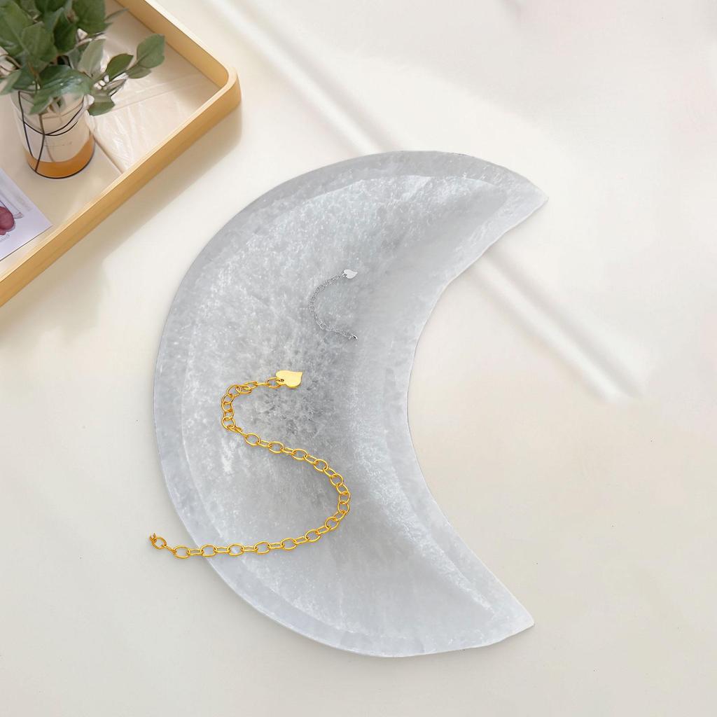 Selenite Crystal Bowl Tabletop Centerpiece Simple Storage Plate Soothing Meditation
