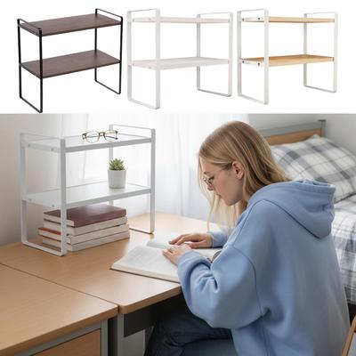 Desktop Organizer Shelf 2-Tier Modern Display Riser Kitchen Counter Desk Shelf Riser For Home Bedroom Pantry Table Countertop