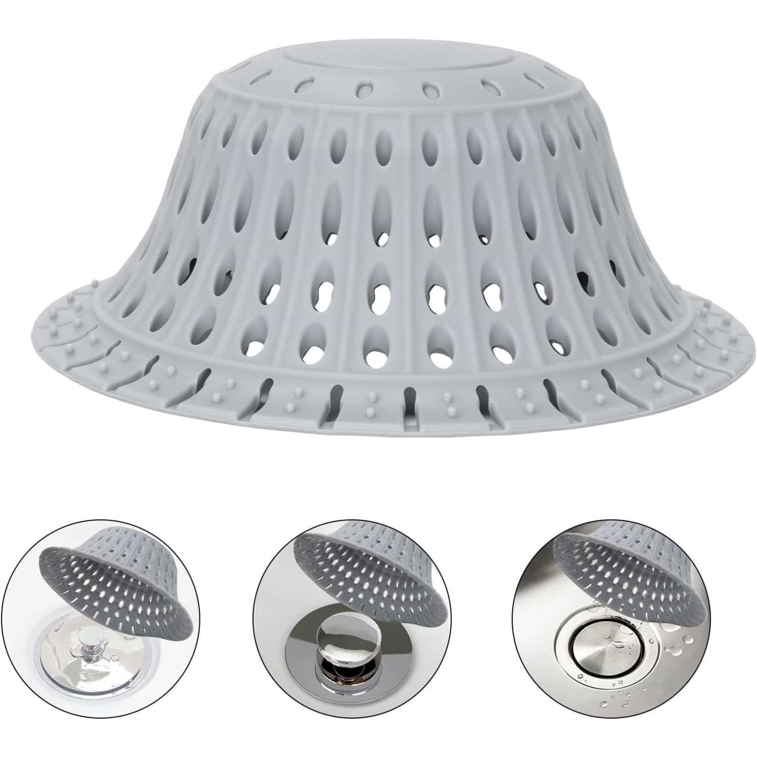 2pcs Shower Drain Cover,Hair Trap for Shower Drain,Premium Drain Protector for Shower Enclosures,Bathtub Pop-Up Drains,and Standard Drains, Gray 2-Pack серый