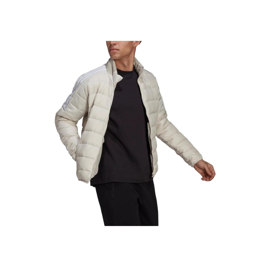 Adidas Logo Print Striped Zip-Up Stand Collar Down Jacket Men Outerwear White HK4647