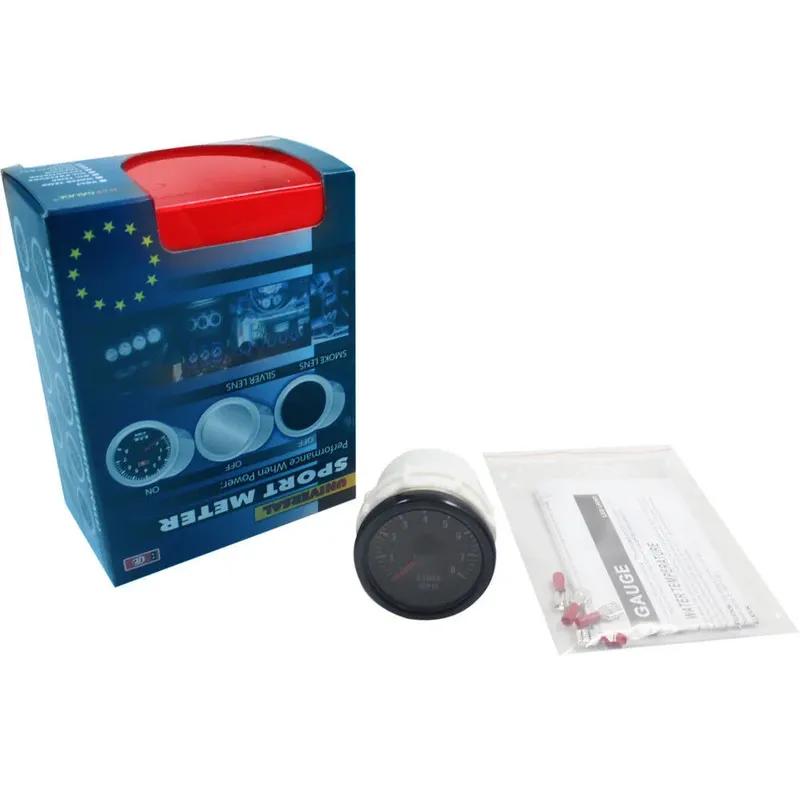 Black Car Smoke Tachometer 2  52mm Tinted 0-8(x1000) RPM Tacho Gauges Red LED illuminated needles LED super white display