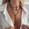 Vintage Seed Beads Chain Long Choker Necklace Women Stackable Adjustable Sweater Chain Fashion Jewelry Accessories