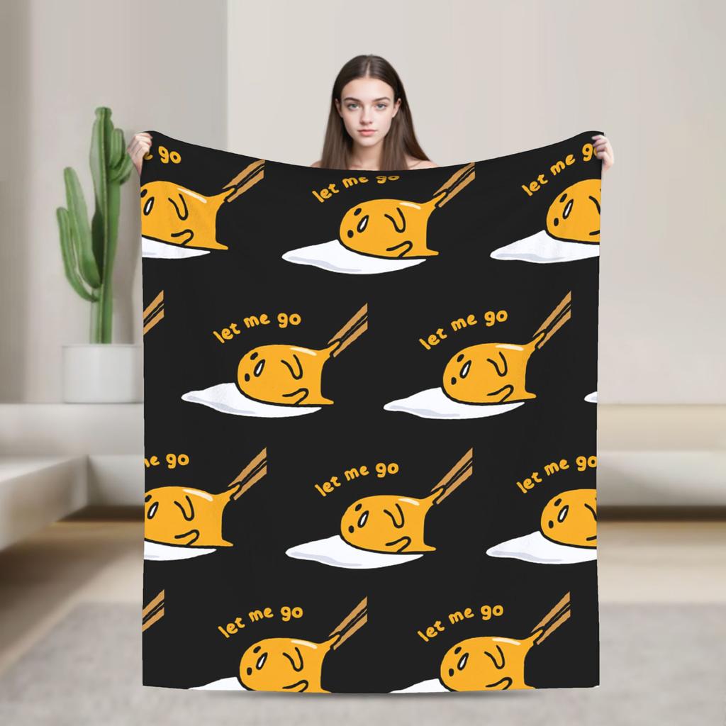 Lazy Egg Gudetama Flannel Blankets Winter Super Warm Throw Blanket for Child Bedroom Funny Bedspread Sofa Bed Cover