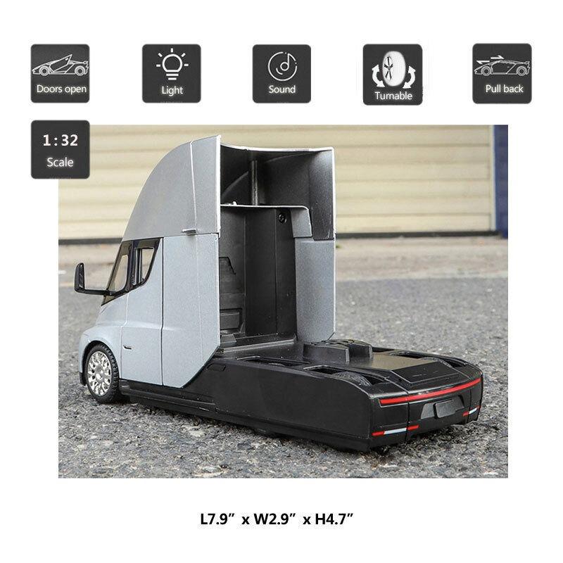 1/32 Tesla Trailer The Cast Model Car Toy for Kids Boys Collection