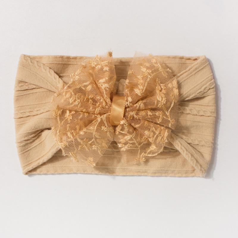 New Jacquard Baby Elastic Headband, Cute Lace Bow Children's Headscarf, Thin Baby Headband