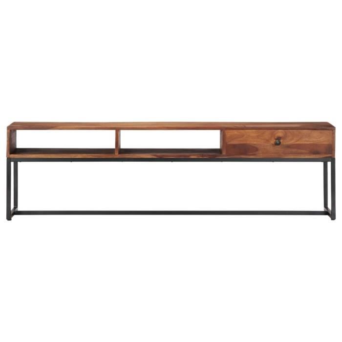 Meuble TV Vintage - VIDAXL - Bois de Sesham massif - Noir - A monter soi-même