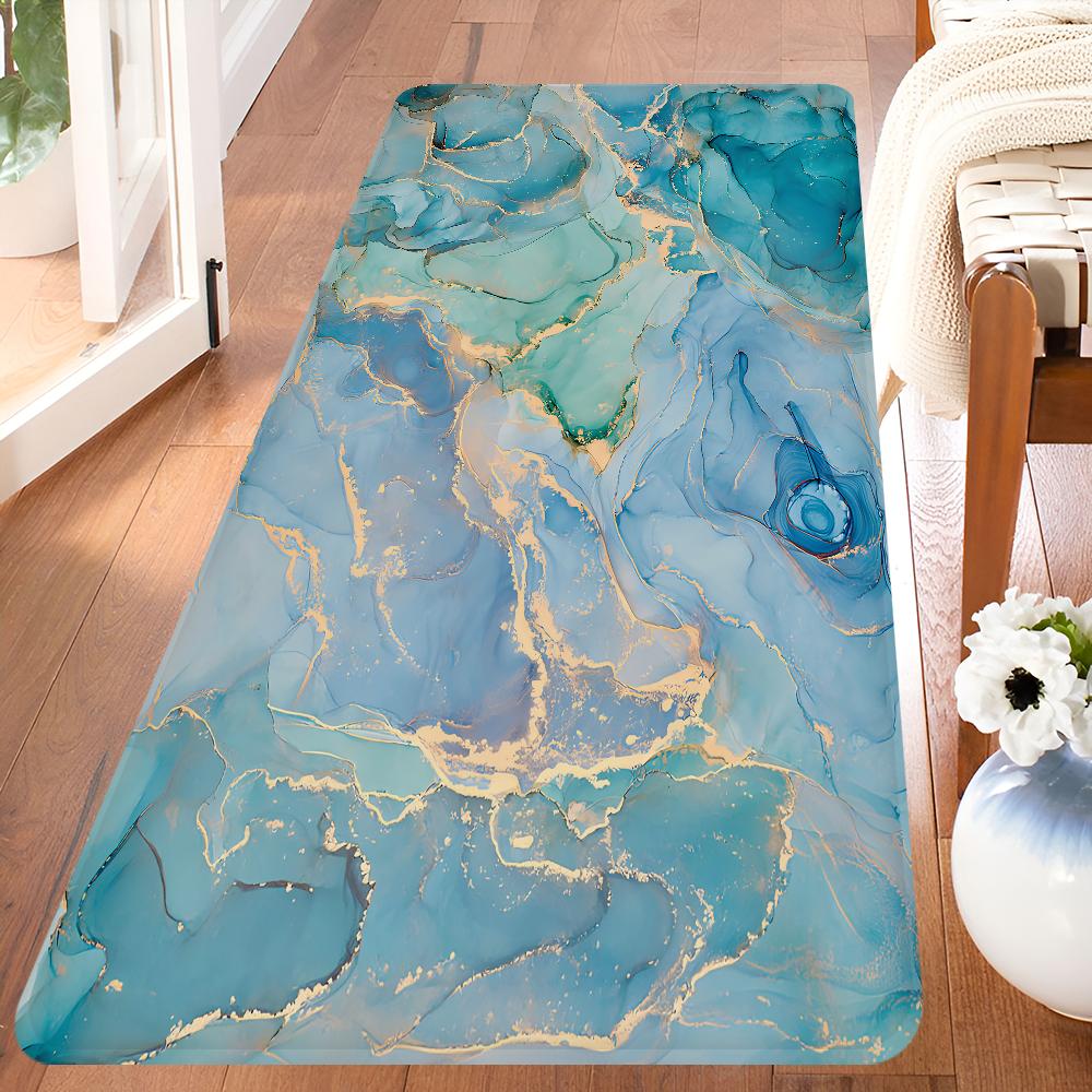Kolor Niebieski Złoty Biały Marmur Obszar Przedpokój Dywan Antypoślizgowa Mata do Pralni Wystrój Pralni Balkon Dziecko Pokój Dzienny Dywanik do Toalety