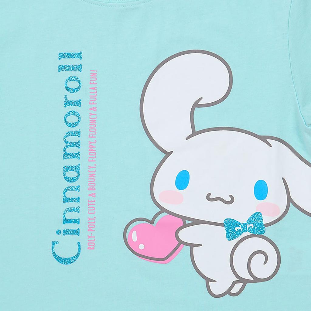 Sanrio Kids Light 827738 Short-Sleeve T-Shirt, Cinnamoroll, Blue, 140cm,