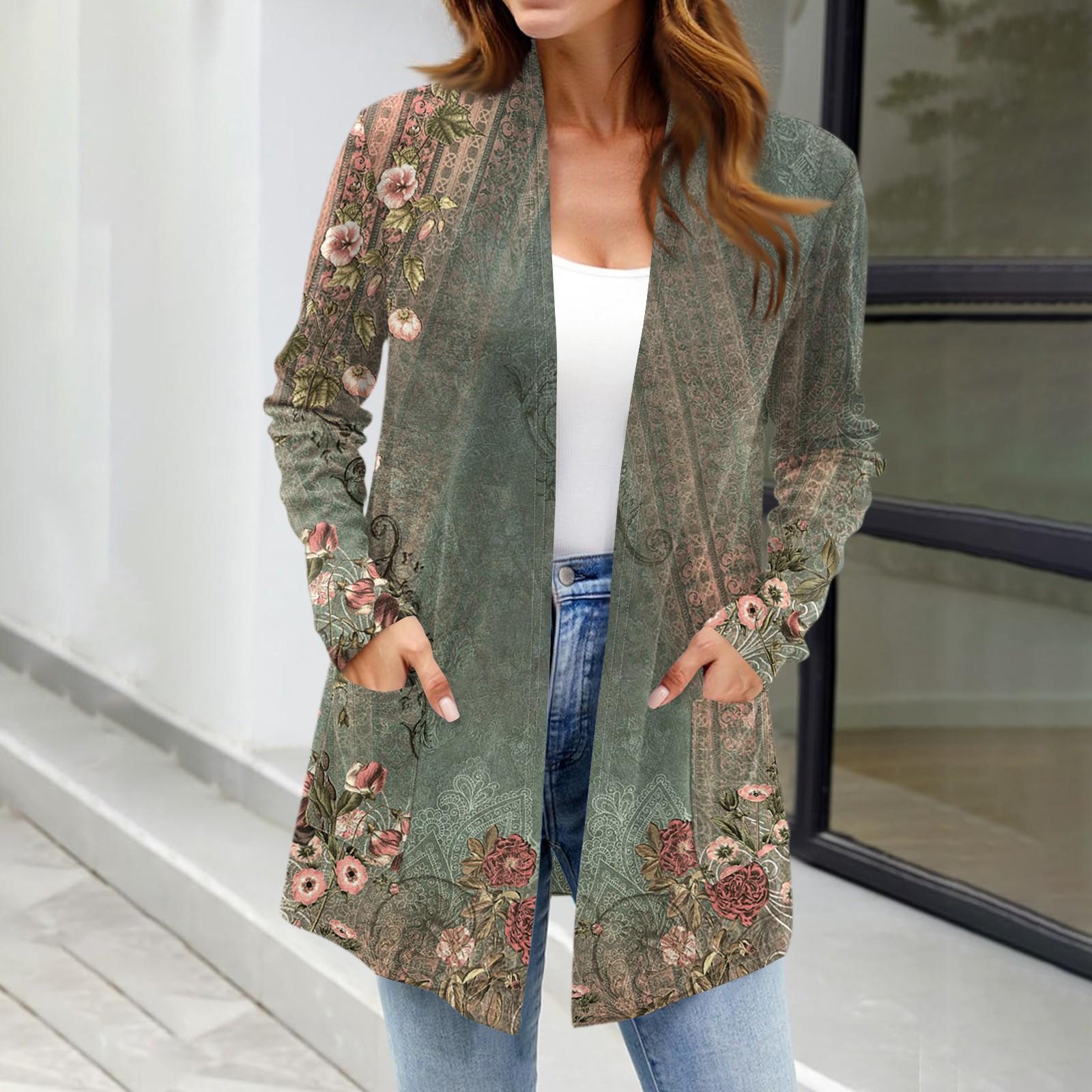 

Женские легкие кардиганы с открытой передней частью, с длинными рукавами, повседневные, свободные, тонкие кардиганы с карманами XL