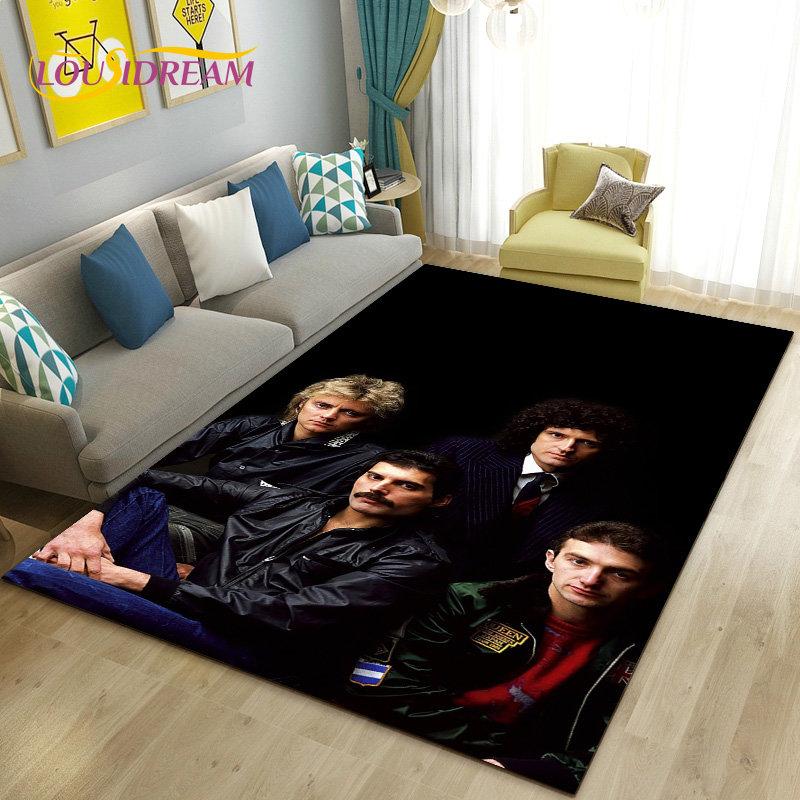 Tappeto Area Grande Freddie Mercury Queen-Rock-Band, Tappeto per Soggiorno Camera da Letto Divano Zerbino Decorazione, Tappetino Antiscivolo per Pavimento 3D