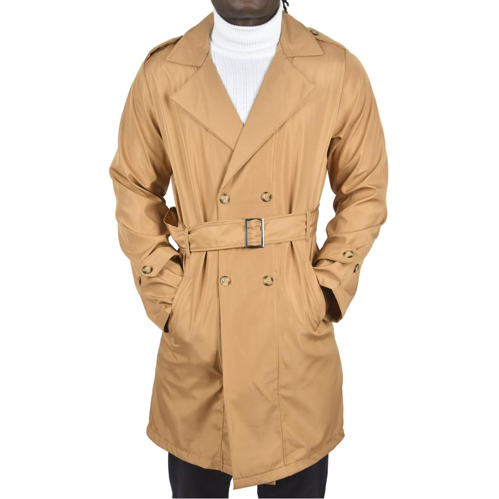 DeepSEA Geniş Kalıp Kruvaze Yaka Su İtici Astarsız Uzun Trençkot 2500789